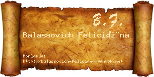 Balassovich Feliciána névjegykártya